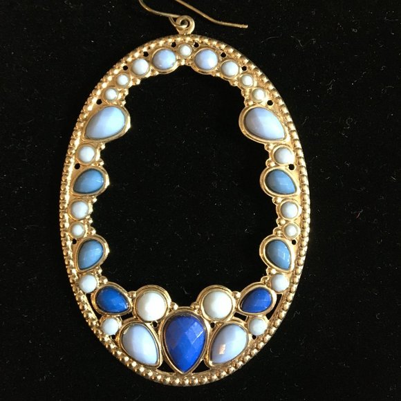 Pierced Earrings Vintage Retro Large Hoops Blues Women's Jewelry Costume   SALE! - Picture 3 of 15